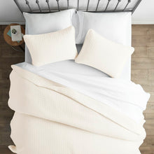 Load image into Gallery viewer, Queen Coverlet + 2 Shams Allaya Ivory Microfiber Coastal 3 Piece Coverlet / Bedspread Set B22MS4234
