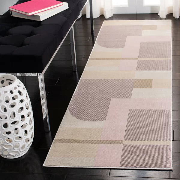 Allem Geometric Area Rug in Pink/Light Purple