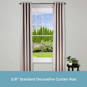 28" - 48" Weathered Brown Alleman Adjustable 0.625" Single Curtain Rod (Set of 2) SB2591