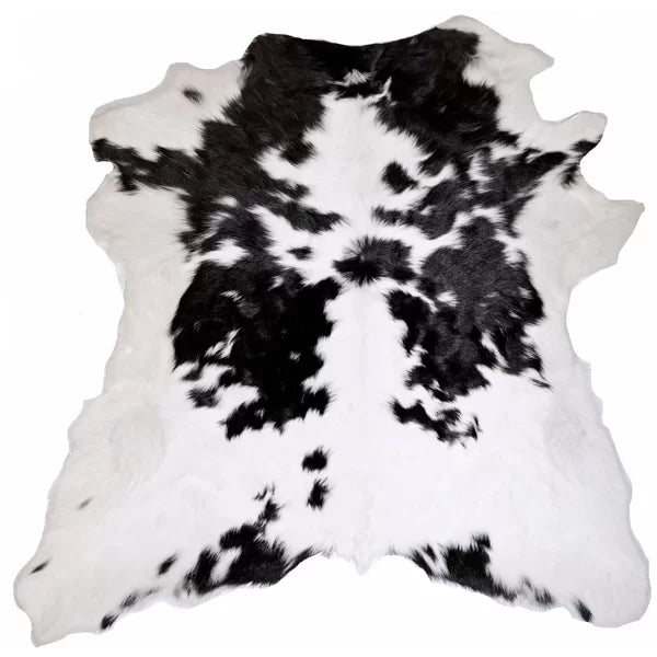 Alleman Animal Print Handmade Cowhide Area Rug in Black; White