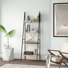Load image into Gallery viewer, Almanzar 70.87&quot; H x 23.62&quot; W Metal Ladder Bookcase Natural/Black #1983HW
