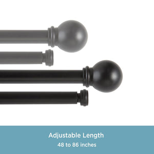 AlmedaCheatham Black Adjustable Double Curtain Rod 3691RR