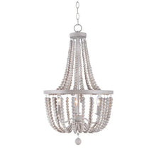 Load image into Gallery viewer, White Almeda 3-Light Wooden Beaded Chandeliers Ceiling Light Fixture
