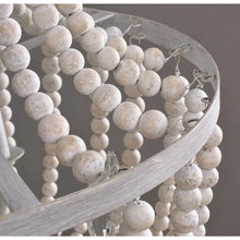 Load image into Gallery viewer, White Almeda 3-Light Wooden Beaded Chandeliers Ceiling Light Fixture
