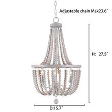 Load image into Gallery viewer, White Almeda 3-Light Wooden Beaded Chandeliers Ceiling Light Fixture
