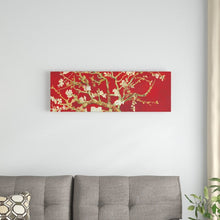Load image into Gallery viewer, 12&quot; H x 36&quot; W x 0.75&quot; D Almond Blossom On Red - Gallery-Wrapped Canvas Giclée 6252RR
