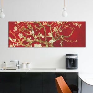 12" H x 36" W x 0.75" D Almond Blossom On Red - Gallery-Wrapped Canvas Giclée 6252RR