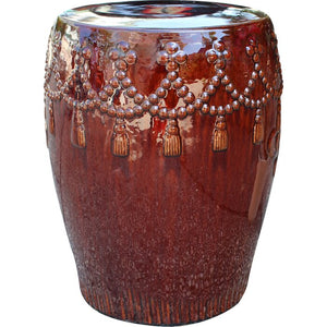 Alonsa Drum Ceramic Garden Stool - Brown Glazed #9316
