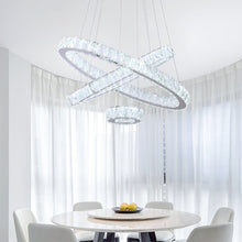 Load image into Gallery viewer, 10.6&#39;&#39; H x 25.1&#39;&#39; W x 25.1&#39;&#39; D Altus 3 Light Unique Geometric LED Chandelier with Crystal Accents
