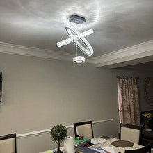 Load image into Gallery viewer, 10.6&#39;&#39; H x 25.1&#39;&#39; W x 25.1&#39;&#39; D Altus 3 Light Unique Geometric LED Chandelier with Crystal Accents
