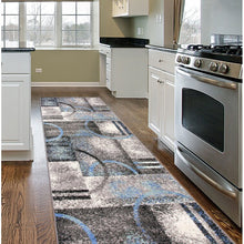 Load image into Gallery viewer, Alvey Abstract Area Rug in Gray/Blue/White, Runner 2&#39; x 7&#39;
