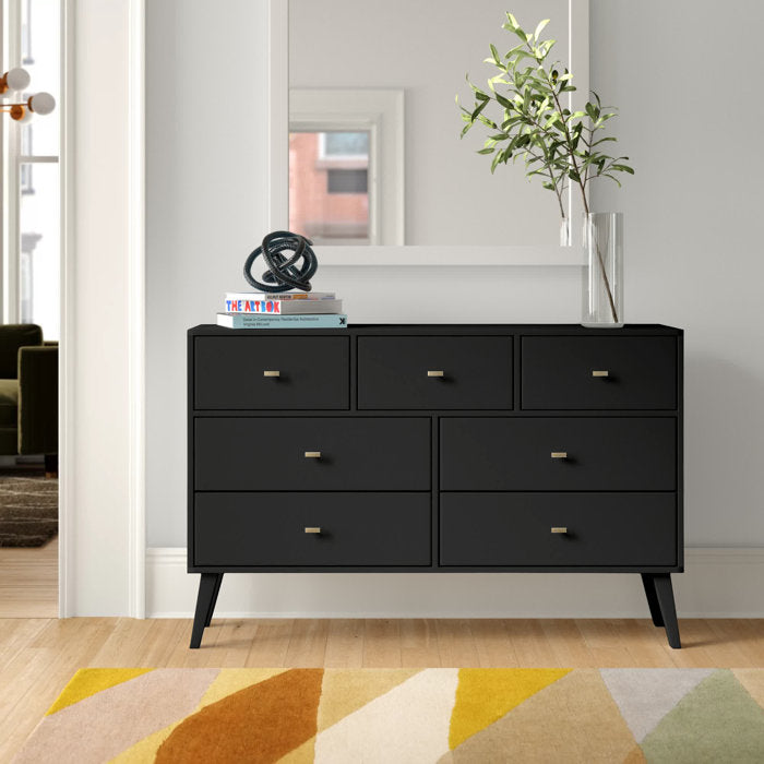 Black Alyssa 7 - Drawer Dresser, 52.5