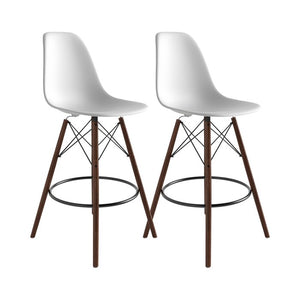 Set of Two Counter Stools in White and Walnut #9511