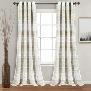 Amalfi Geometric Room Darkening Thermal Grommet Curtain Panels 52 x 84 (Set of 2)