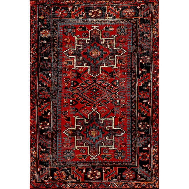 Amaniya Southwestern Area Rug in Red, Rectangle 6'7