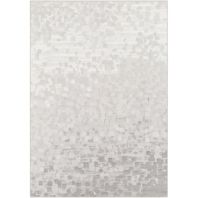 Amelie Abstract Area Rug in Light Gray/White, Rectangle 5'3