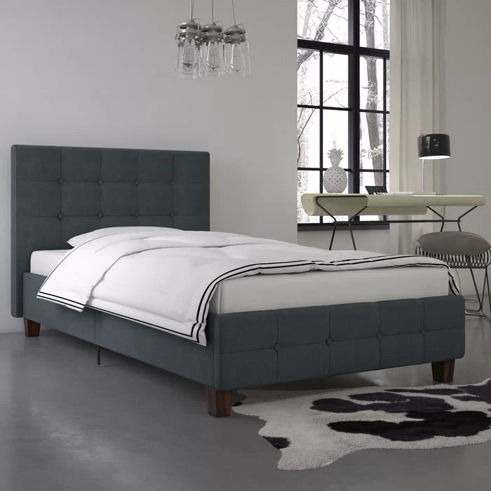 Amherst Tufted Upholstered Low Profile Platform Bed, Twin