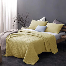 Load image into Gallery viewer, Queen Quilt + 2 Standard Shams Yellow Amriel Microfiber Reversible Modern &amp; Contemporary Quilt Set
