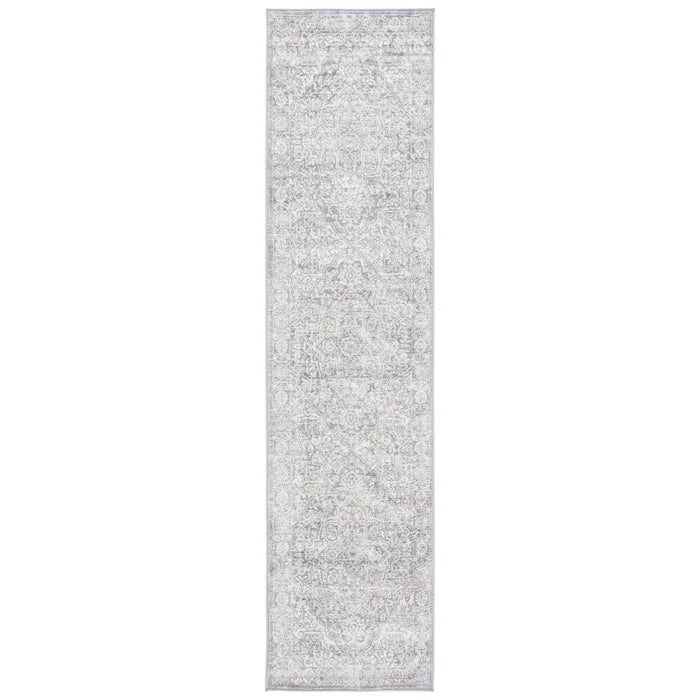 Amyrose Power Loom Performance Gray/Ivory Rug, Runner 2' x 14'