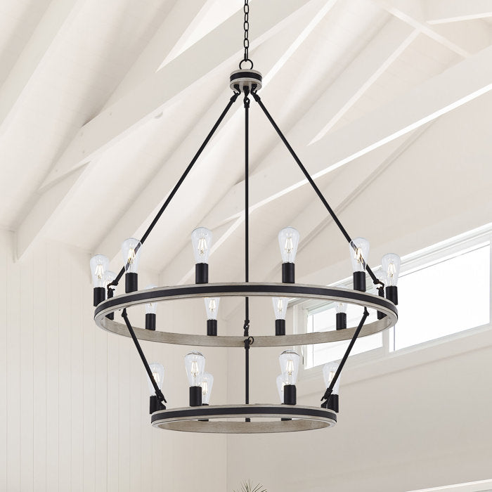 Anatoli 18 - Light Dimmable Wagon Wheel Chandelier