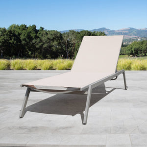 Beige Anchill Adjustable Sling Reclining Chaise Lounge 2233