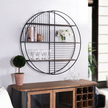 Load image into Gallery viewer, Andaz Metal and Wood Circular Open Wall Shelf 3677RR

