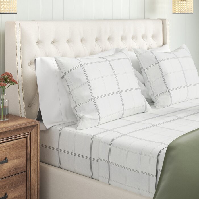 King Angelica Plaid 100% Cotton Flannel Sheet Set