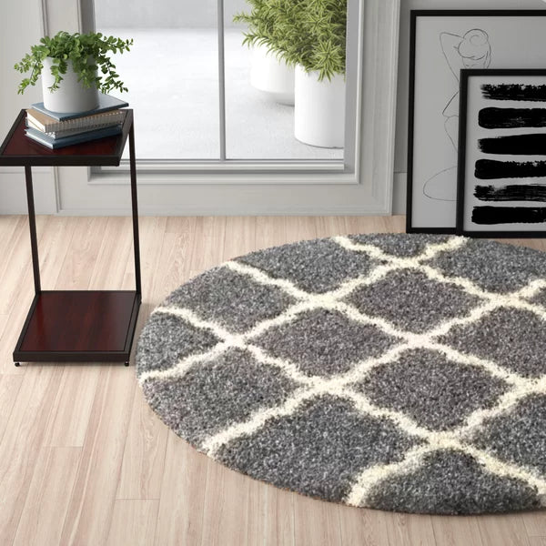 Anie Geometric Shag Area Rug in Gray 3'x 5'