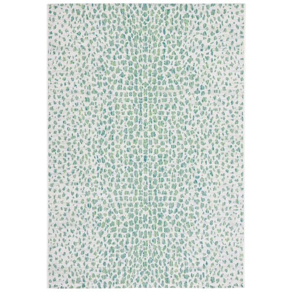 Animal Print Indoor / Outdoor Area Rug in Ivory/Green 2'7