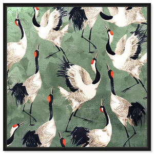 40" H x 40" W x 2" D Animals Grazing Cranes, Modern & Contemporary White by Oliver Gal - Graphic Art on Canvas