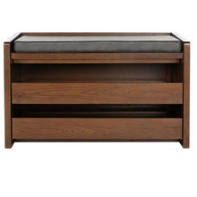 Load image into Gallery viewer, Walnut/Gray Annabell Faux Leather Storage Bench 7812
