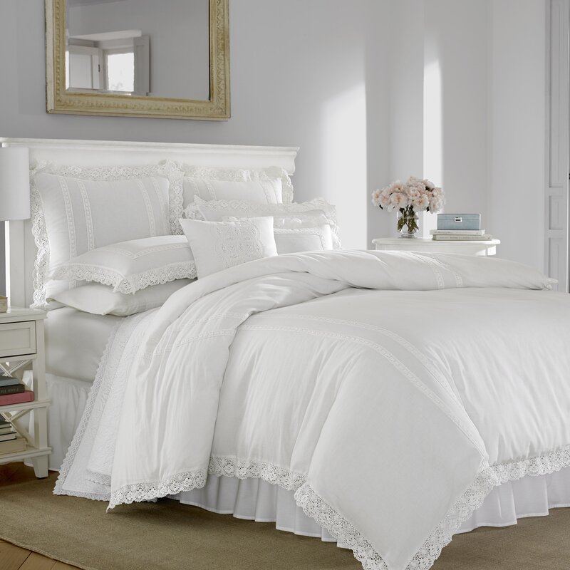 King Duvet Cover + 2 Shams Cream White Annabella Reversible Duvet Cover Set MRM346
