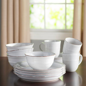 White Annabelle 16 Pieces Dinnerware Set, Service For 4 #871HW