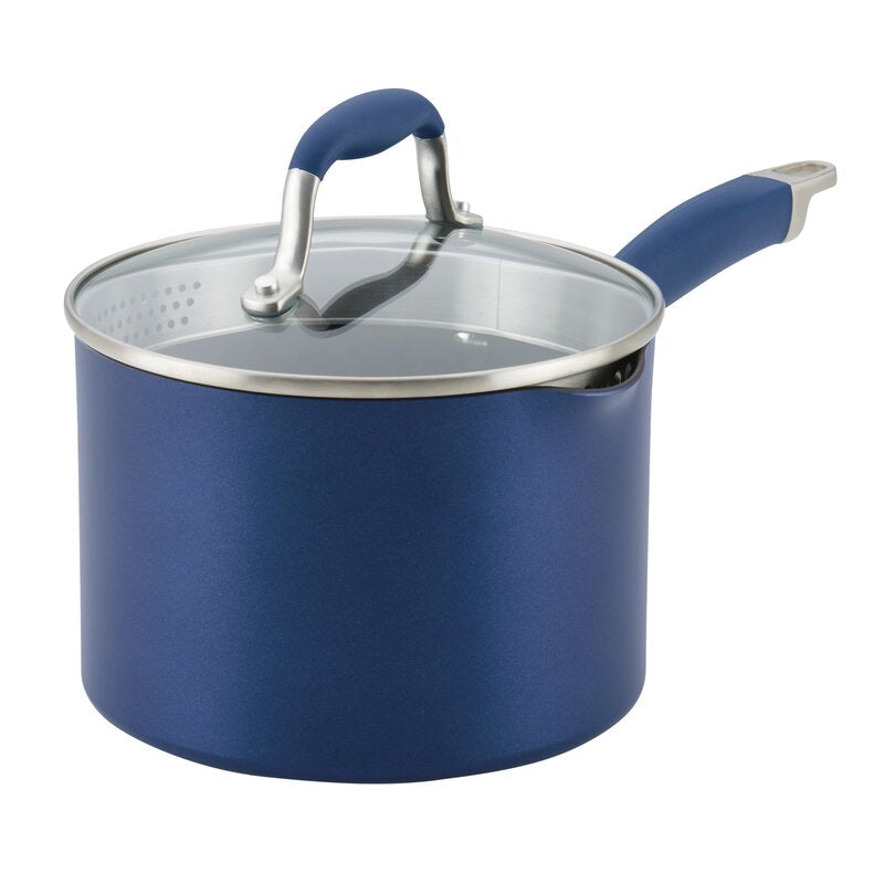 Advanced 3 Quart Non-Stick Aluminum Saucepan with Lid in Indigo Blue #9361