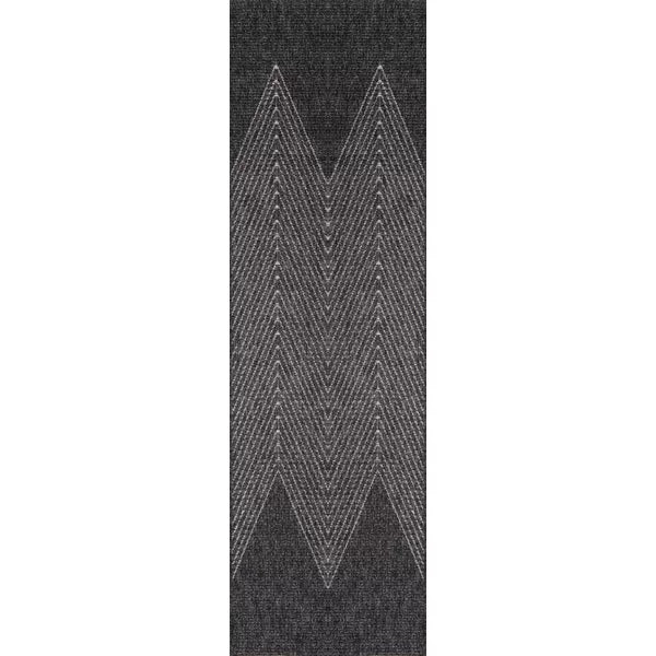 Antigua Chevron Indoor / Outdoor Area Rug in Charcoal runner 2 x 6