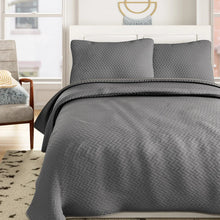 Load image into Gallery viewer, King/Cal. Coverlet + 2 King/Queen Shams Gray Antiochos Microfiber Modern &amp; Contemporary Coverlet / Bedspread Set
