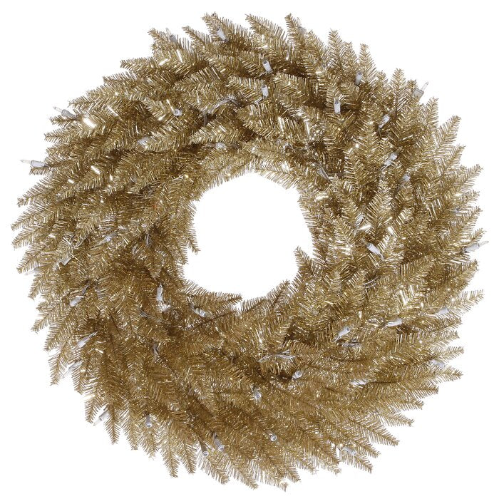 Unlit Tinsel Champagne Fir Wreath (105MM)