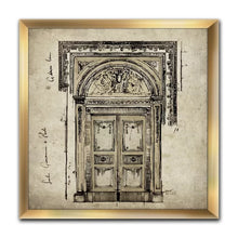 Load image into Gallery viewer, 30&quot; H x 30&quot; W x 1&quot; D Antique Door Old Style Sketch I - Painting on Canvas
