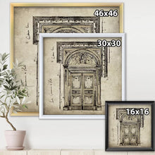Load image into Gallery viewer, 30&quot; H x 30&quot; W x 1&quot; D Antique Door Old Style Sketch I - Painting on Canvas
