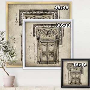 30" H x 30" W x 1" D Antique Door Old Style Sketch I - Painting on Canvas