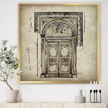 Load image into Gallery viewer, 30&quot; H x 30&quot; W x 1&quot; D Antique Door Old Style Sketch I - Painting on Canvas
