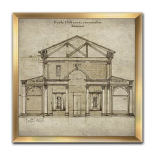 Load image into Gallery viewer, 30&quot; H x 30&quot; W x 1&quot; D Antique Facade Old Style Architecture Sketch I - Picture Frame Print on Canvas

