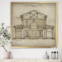 Load image into Gallery viewer, 30&quot; H x 30&quot; W x 1&quot; D Antique Facade Old Style Architecture Sketch I - Picture Frame Print on Canvas
