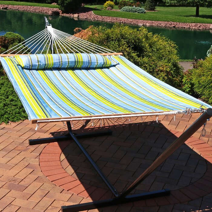 Blue/Green Antoine Double Spreader Bar Hammock (SB642)