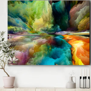 Antonio Colorful Motion Gradients Of Surreal Mountains And Clouds - Painting on Canvas 36" x 46" x 1.5"