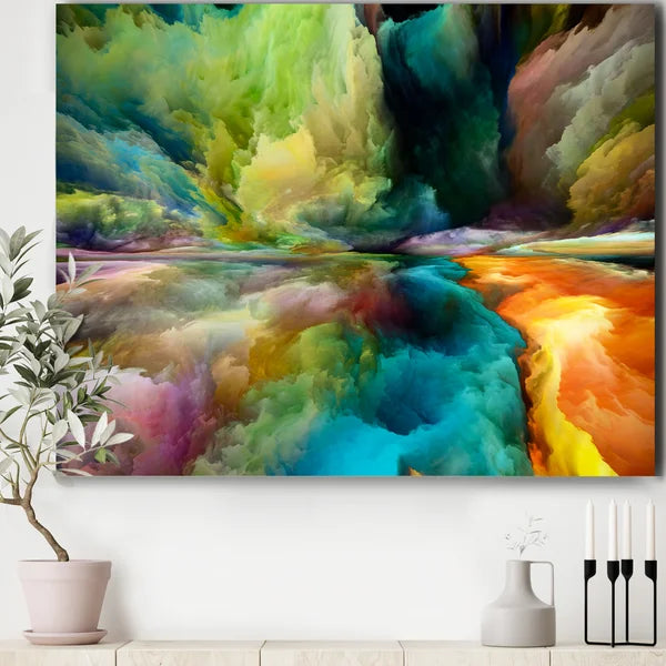 Antonio Colorful Motion Gradients Of Surreal Mountains And Clouds - Painting on Canvas 36