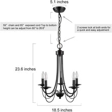 Load image into Gallery viewer, Black April-Leigh 5 - Light Candle Style Empire Chandelier 3035AH
