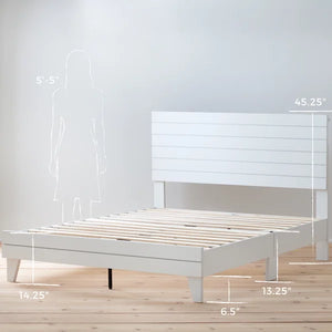 Queen White Aquilina Low Profile Platform Bed