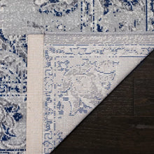 Load image into Gallery viewer, Arawn Oriental Area Rug in Silver/Navy Blue/Tan 3&#39; x 5&#39;
