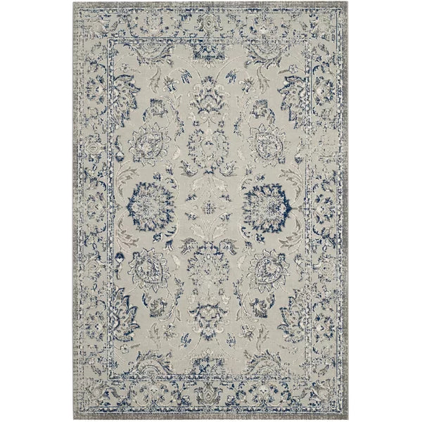 Arawn Oriental Area Rug in Silver/Navy Blue/Tan 3' x 5'